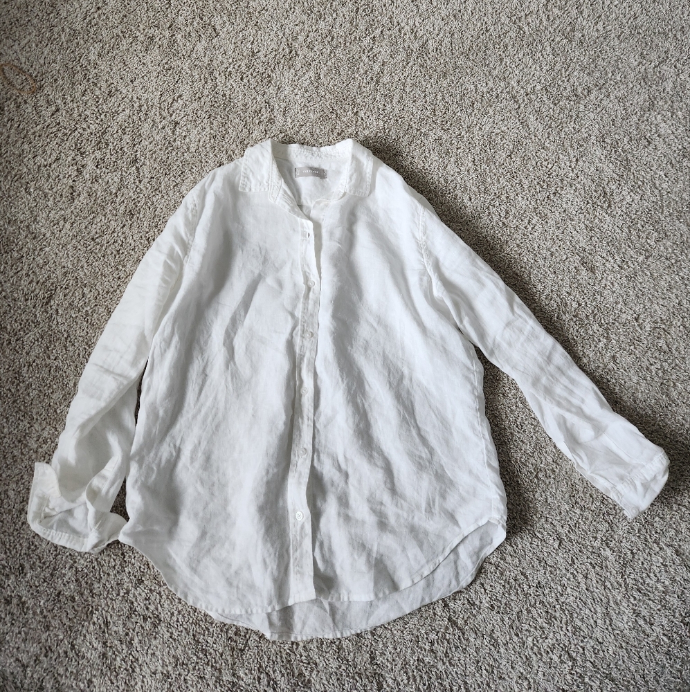 Everlane White Linen Button-Up Shirt
